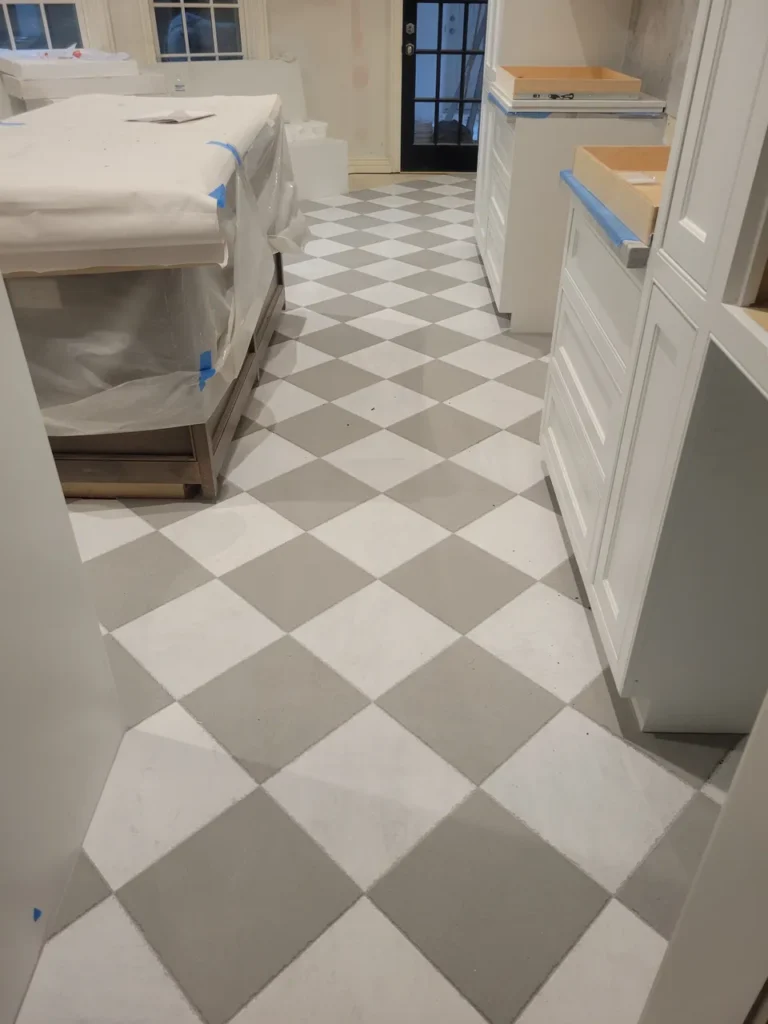 Elegant Checkered Kitchen Flooring Installation_20220407_070748